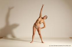 Nude Gymnastic poses Woman White Slim medium blond Dynamic poses Pinup